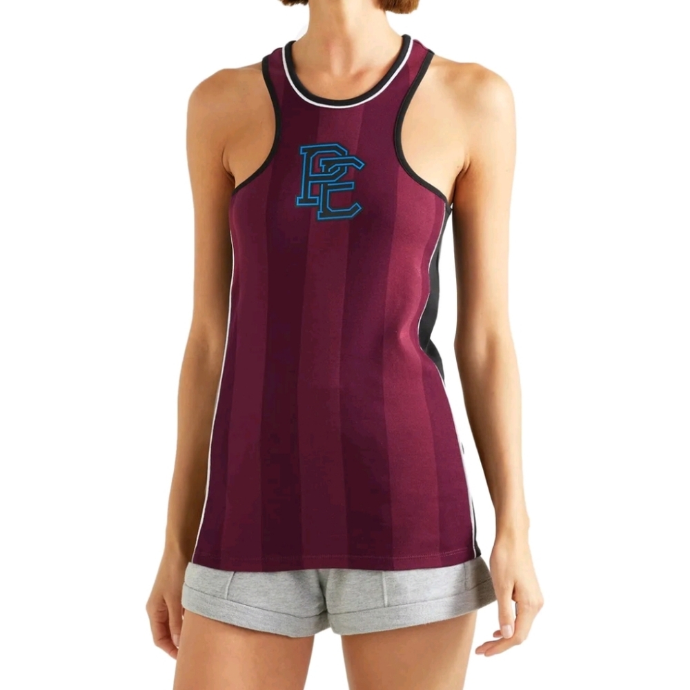 P.E NATION Vest Top Size XS Striped Coated Logo Racerback